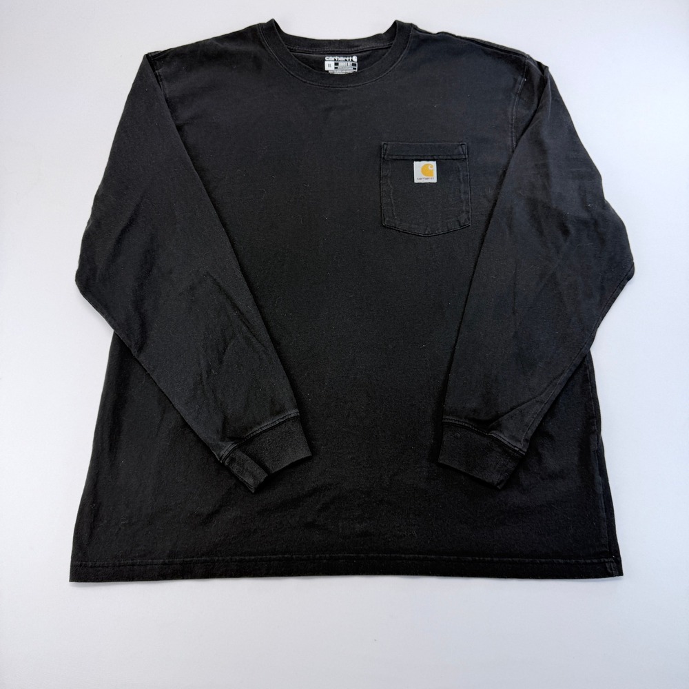 Carhartt Mens K126 Loose Fit Long Sleeve Pocket T-Shirt Black XL
